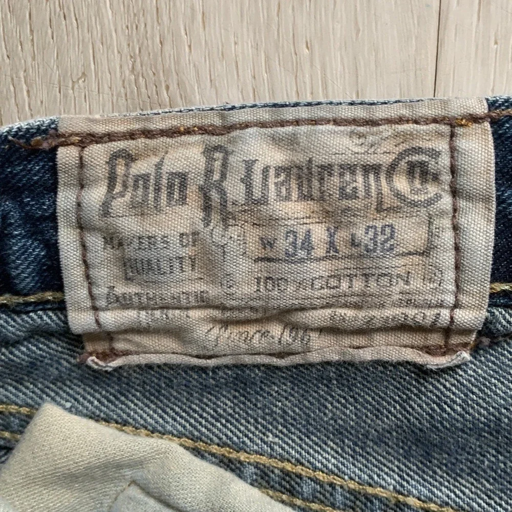 Polo Ralph Lauren Vintage Authentic Blue Denim‎ Unisex 34x32 Jeans